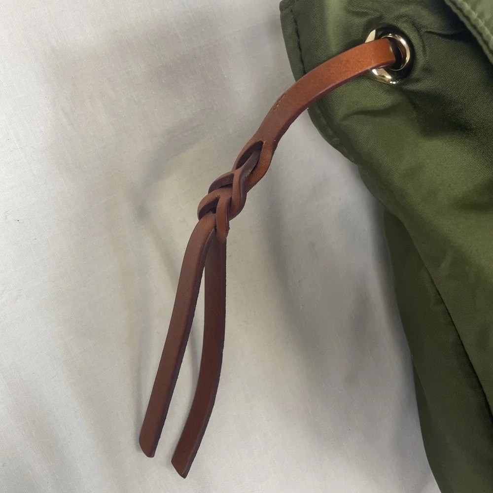 Dooney & Bourke Nylon Flap Backpack Style IN503 Army Green leather gold details